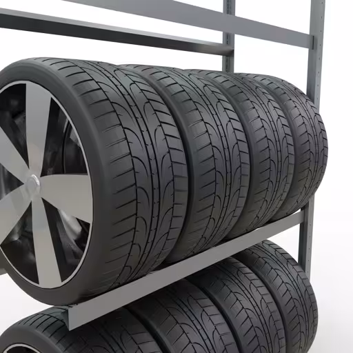 Extra afbeelding bij het artikel Aanbouwrek, wielen-/bandenrek, 2000 x 1150 x 400 mm, verzinkt, 3 opbergniveaus met 150 kg vakbelasting per niveau uit het auto-onderdelenmagazijn