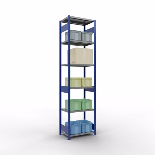 Productafbeelding nr. 14 van het artikel basisplank, legbord, insteeksysteem MULTIplus250, 3000 x 750 x 500 mm (HxBxD), 7 legborden, lengtestangen, RAL 5010 gentiaanblauw/verzinkt/verzinkt Figuur nr. 14 van het artikel basisrek, legbord, insteeksysteem MULTIplus250, 3000 x 750 x 500 mm, 7 legborden, lengtestangen, RAL 5010 gentiaanblauw/verzinkt/verzinkt uit de insteeksysteem productgroep van Schulte Lagertechnik.