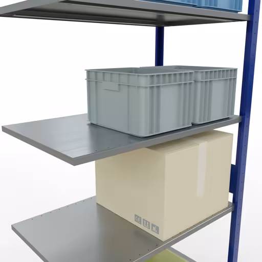 Figuur nr. 12 van het artikel aanbouwrekken, legbordstellingen, insteeksysteem MULTIplus85, 3000 x 1000 x 600 mm, 7 legborden, RAL 5010 gentiaanblauw uit de productgroep insteeksysteem van Schulte Lagertechnik.