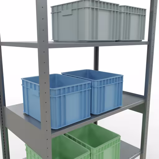 Productafbeelding nr. 15 van het artikel basisplank, legbord, insteeksysteem MULTIplus150, 2500 x 1000 x 600 mm (HxBxD), 6 legborden, kruisschoor, verzinkt Figuur nr. 15 van het artikel basisrek, legplank-insteeksysteem MULTIplus150, 2500 x 1000 x 600 mm, 6 legborden, verzinkt uit de productgroep insteeksysteem van het merk Schulte Lagertechnik.