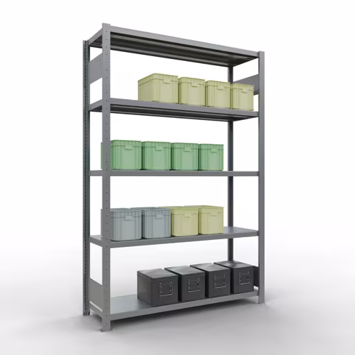 Productafbeelding nr. 13 van het artikel basisplank, legbord, insteeksysteem MULTIplus250, 2000 x 1300 x 400 mm (HxBxD), 5 legborden, lengtestangen, verzinkt Figuur nr. 13 van het artikel basisrek, legbord, insteeksysteem MULTIplus250, 2000 x 1300 x 400 mm, 5 legborden, lengtestangen, verzinkt uit de insteeksysteem productgroep van Schulte Lagertechnik.