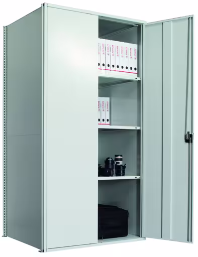 Extra afbeelding van het artikel Vleugeldeurkast, basisplank 2000 x 1000 x 800 mm, RAL 7035 lichtgrijs/gegalvaniseerd, 5 MULTIplus150 planken, zijwanden, achterwand, 1 stuk draaideur uit de categorie insteeksysteem