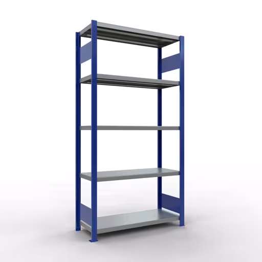 Basisplank, legbord, insteeksysteem MULTIplus330, 2000 x 1000 x 400 mm (HxBxD), 5 legborden, lengtestangen, RAL 5010 gentiaanblauw/gegalvaniseerd van Schulte Lagertechnik Basisplank, legplank, insteeksysteem MULTIplus330, 2000 x 1000 x 400 mm (HxBxD), 5 legborden, lengtestang, RAL 5010 gentiaanblauw/verzinkt, basisplank, art.nr. 13940-LR-B