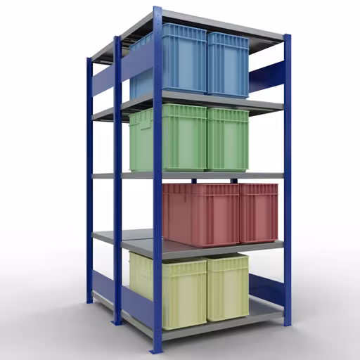 Extra afbeelding van het artikel Basisplank, dubbele plank, plankinsteeksysteem MULTIplus250, 2000 x 1000 x (2x600) mm, 2x5 planken, lengtestangen, RAL 5010 gentiaanblauw uit dubbele planken