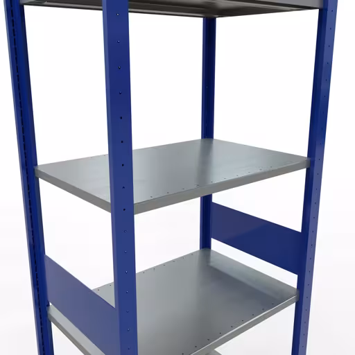 Basisplank, legplank, insteeksysteem MULTIplus150, 3000 x 750 x 500 mm, 7 legborden, lengtestangen, RAL 5010 gentiaanblauw/verzinkt/verzinkt uit de categorie basisplanken met de GTIN 4004514280534 Basisplank, legbord, insteeksysteem MULTIplus150, 3000 x 750 x 500 mm, 7 legborden, lengtestangen, RAL 5010 gentiaanblauw/verzinkt/verzinkt van het merk Schulte Lagertechnik uit het assortiment insteeksysteem