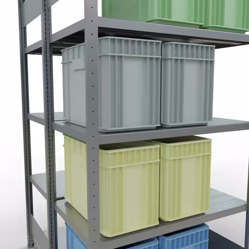 Productafbeelding nr. 8 van het artikel basisplank, dubbele plank, legbord, insteeksysteem MULTIplus250, 2000 x 1000 x (2x600) mm, 2x5 legborden, verzinkt uit het assortiment legborden van het merk Schulte Lagertechnik