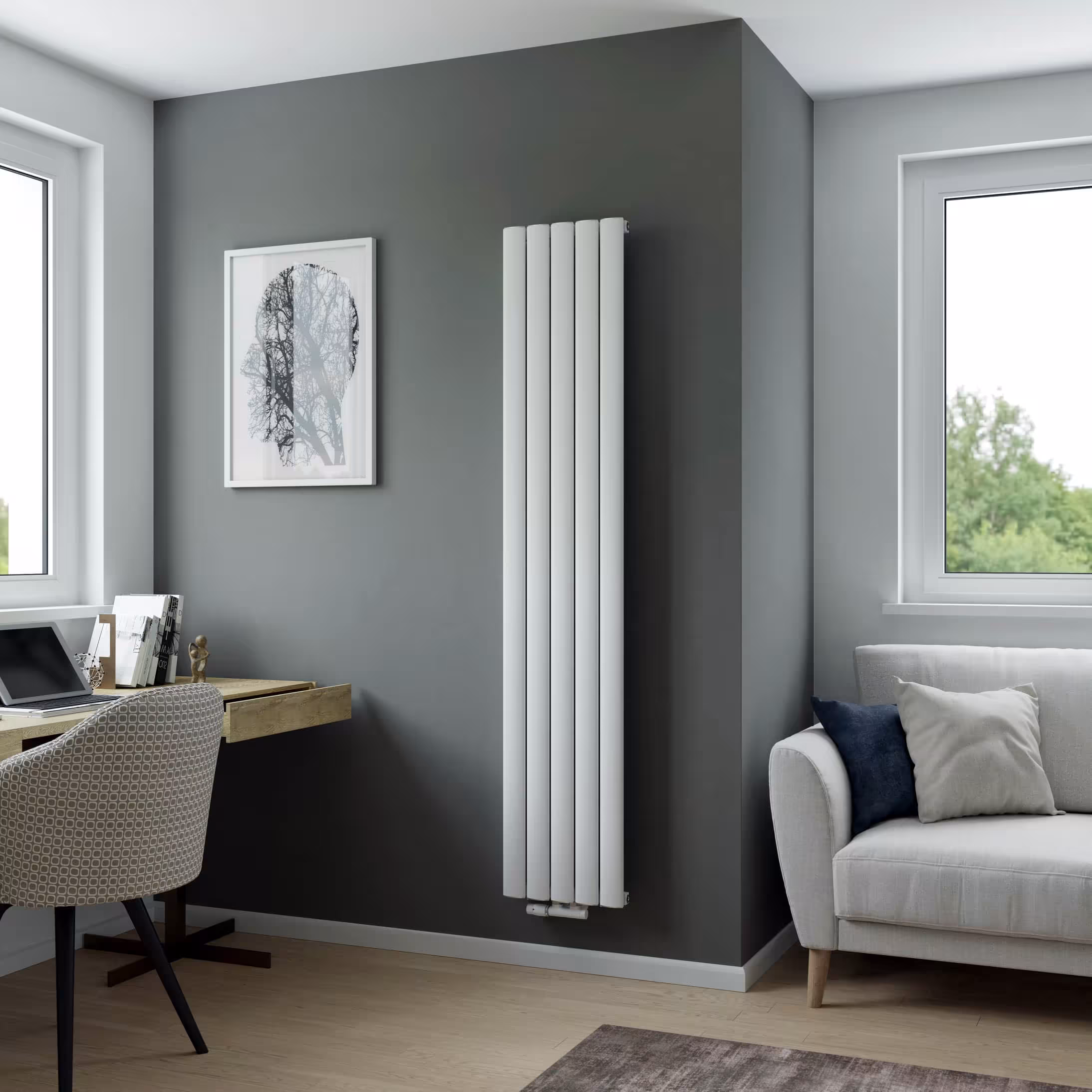 Ximax aluminium radiator Novus middenaansluiting witte structuur, aluminium radiator