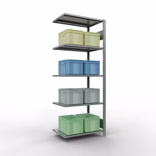 Extra afbeelding van het artikel Aanbouwplank, legplank, insteeksysteem MULTIplus150, 2000 x 750 x 500 mm (HxBxD), 5 legborden, lengtestangen, verzinkt Extra afbeelding van het artikel Aanbouwplank, legplank, insteeksysteem MULTIplus150, 2000 x 750 x 500 mm, 5 legborden, verzinkt vanaf opzetplank