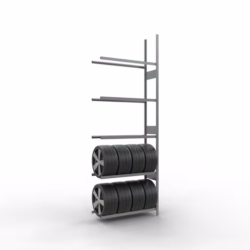 Afbeelding nr. 12 van het artikel aanbouwrek, wielen-/bandenrek, 3500 x 1200 x 400 mm, verzinkt, 5 opslagniveaus met 150 kg vakbelasting per niveau uit de productgroep stellingrekken van Schulte Lagertechnik