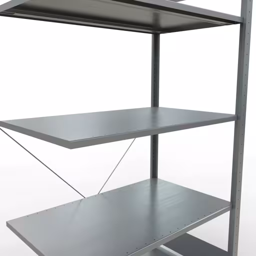 Aanbouwrekken, rekken, insteeksysteem MULTIplus85, 2000 x 1000 x 600 mm (HxBxD), 5 legborden, kruisschoor, verzinkt uit de categorie aanbouwrekken met de GTIN 4004514202420 Aanbouwrek, stelling, insteeksysteem MULTIplus85, 2000 x 1000 x 600 mm, 5 legborden, verzinkt van het merk Schulte Lagertechnik uit het assortiment insteeksysteem