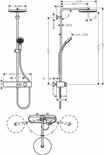 Hansgrohe Showerpipe PULSIFY 260 1jet met douchethermostaat chroom