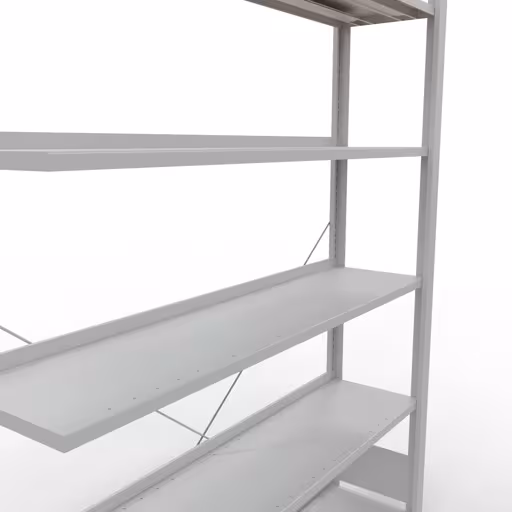 Figuur nr. 9 van het artikel aanbouwrekken, kantoorrekken, insteeksysteem MULTIplus85, 2000 x 1300 x 300 mm, 6 planken, kruisschoor, met aanslaglijst, lichtgrijs uit de productgroep kantoorrekken van Schulte Lagertechnik.