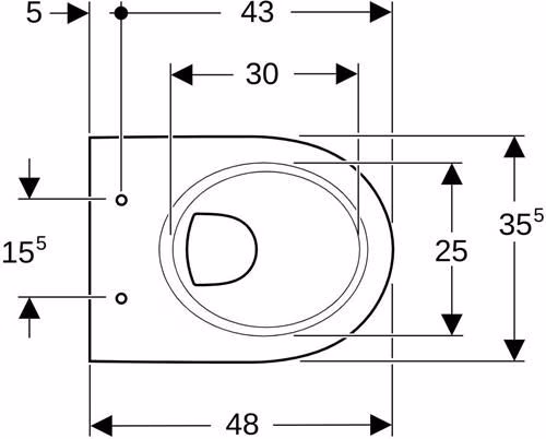 Technische Zeichnung 3968857 Geberit Renova Compact wandcloset Wastafelonderbouw, verkort projectie 48cm, wit