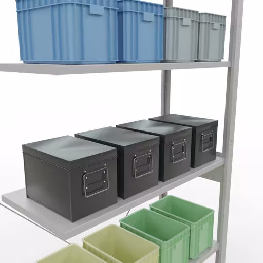 Figuur nr. 10 van het artikel aanbouwrekken, legbordstellingen, insteeksysteem MULTIplus85, 2500 x 1000 x 400 mm, 6 legborden, RAL 7035 lichtgrijs uit de productgroep insteeksysteem van Schulte Lagertechnik.