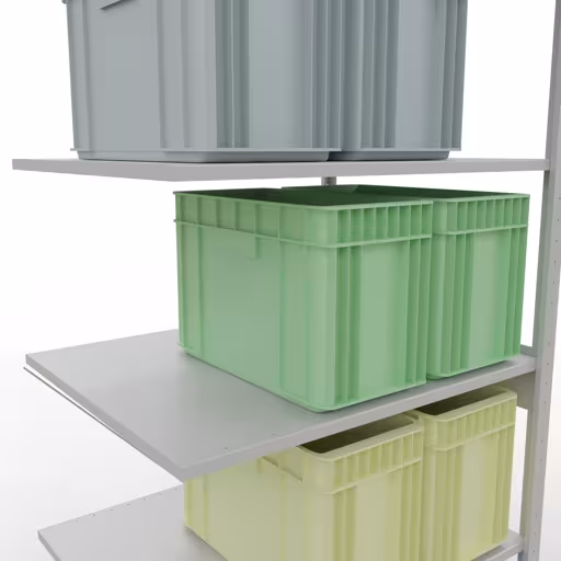 Aanbouwrek, stelling, insteeksysteem MULTIplus150, 2500 x 1000 x 800 mm, 6 legborden, kruisschoor, RAL 7035 lichtgrijs van Schulte Lagertechnik uit het assortiment insteeksysteem