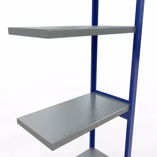 Aanbouwrekken, rekken, insteeksysteem MULTIplus250, 3000 x 750 x 400 mm, 7 legborden, lengtestangen, RAL 5010 gentiaanblauw/verzinkt/verzinkt van Schulte Lagertechnik uit het assortiment insteeksysteem