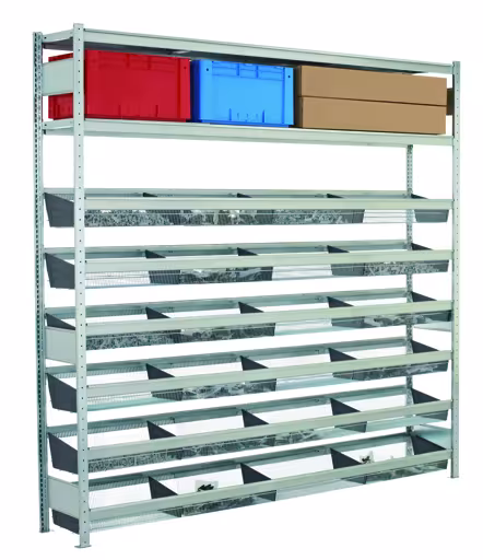 Aanbouwstelling, breedvakstelling WS 2000 met draadmanden 2000 x 1500 x 400 mm (HxBxD), verzinkt, WS2000 voor afdelingsbelasting tot 400 kg, art.nr. 15284