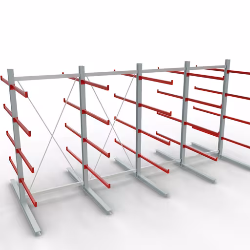 K 6000 compleet legbord, dubbelzijdig, 3000 x 6000 x 2x 1250 mm, RAL 7001 / RAL 3000, 5 opslagniveaus, K6000 voor zware goederen, art.nr. 28726