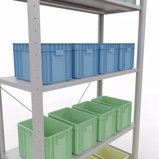 Productafbeelding nr. 15 van het artikel basisplank, legbord, insteeksysteem MULTIplus85, 2000 x 1000 x 400 mm (HxBxD), 5 legborden, kruisschoor, RAL 7035 lichtgrijs Figuur nr. 15 van het artikel basisrek, legplank-insteeksysteem MULTIplus85, 2000 x 1000 x 400 mm, 5 legborden, RAL 7035 lichtgrijs uit de productgroep insteeksysteem van het merk Schulte Lagertechnik.