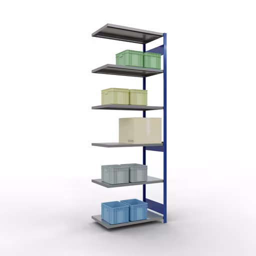 Productafbeelding nr. 14 van het artikel Aanbouwrekken, legbordstellingen, insteeksysteem MULTIplus250, 3000 x 1000 x 600 mm (HxBxD), 7 legborden, lengtestangen, RAL 5010 gentiaanblauw/verzinkt Afbeelding nr. 14 van het artikel aanbouwrekken, stellingrekken, insteeksysteem MULTIplus250, 3000 x 1000 x 600 mm, 7 legborden, lengtestangen, RAL 5010 gentiaanblauw/verzinkt uit de productgroep insteeksysteem van Schulte Lagertechnik