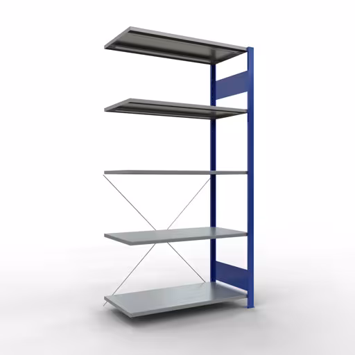 Aanbouwrekken, rekken, insteeksysteem MULTIplus150, 2000 x 1000 x 500 mm (HxBxD), 5 legborden, kruisschoor, RAL 5010/verzinkt van Schulte Lagertechnik Aanbouwrekken, rekken, insteeksysteem MULTIplus150, 2000 x 1000 x 500 mm (HxBxD), 5 legborden, kruisschoor, RAL 5010/verzinkt, aanbouwplank, art.nr. 12655-B