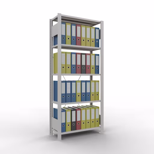 Productafbeelding nr. 12 van het artikel basisplank, kantoorplank, insteeksysteem MULTIplus85, 1800 x 750 x 300 mm, 5 planken, kruisschoor, zonder aanslaglijst, lichtgrijs Figuur nr. 12 van het artikel, kantoorrekken, insteeksysteem MULTIplus85, 1800 x 750 x 300 mm, 5 planken, zonder aanslaglijst, lichtgrijs uit de productgroep kantoorrekken van Schulte Lagertechnik.