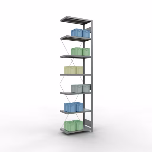 Figuur nr. 9 van het artikel aanbouwrekken, legbordstellingen, insteeksysteem MULTIplus250, 3000 x 750 x 400 mm, 7 legborden, kruisschoor, verzinkt uit de productgroep insteeksysteem van het merk Schulte Lagertechnik.