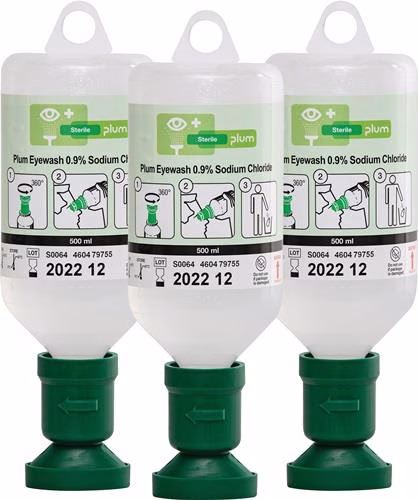 Oogspoelfles 0,5 l 3 jaar (ongeopend) DIN EN15154-4 PLUM uit de categorie oogspoelstations en oogspoelmiddelen met artikelnummer 4000386415