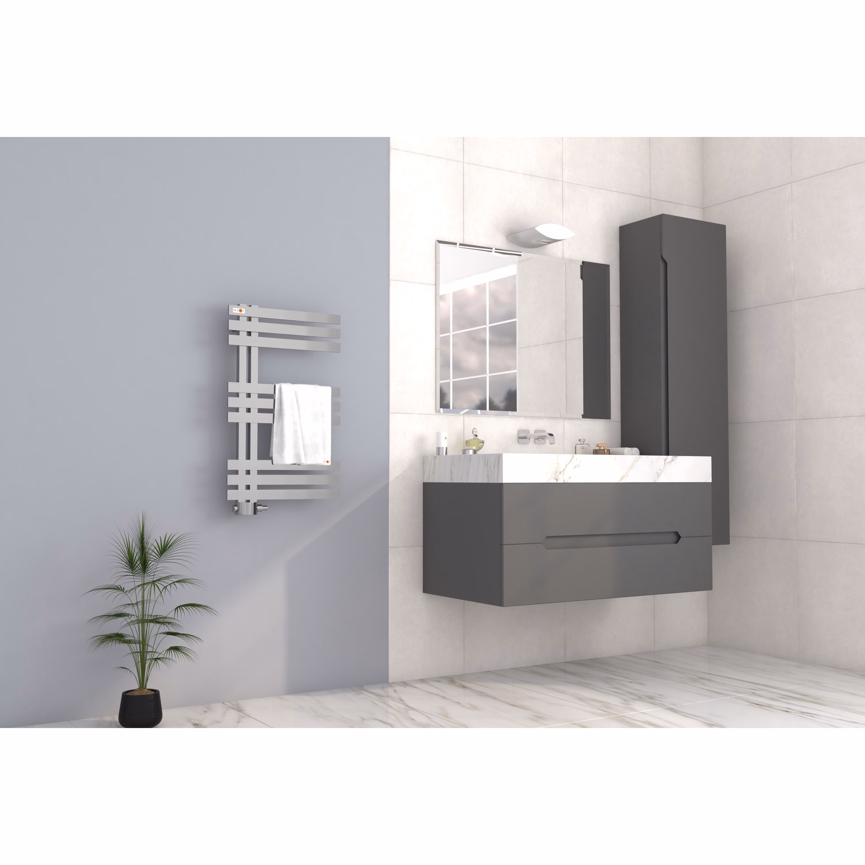 Mert Design badkamer radiator model Elen, chroom, 500x800 mm