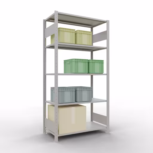 Basisplank, plankplank, insteeksysteem MULTIplus85, 2000 x 1000 x 500 mm, 5 planken, RAL 7035 lichtgrijs van Schulte Lagertechnik met het artikelnr. 33050-LR