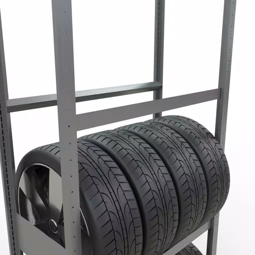 Figuur nr. 12 van het artikel basisrek, wielen-/bandenrek, 2750 x 900 x 400 mm, verzinkt, 4 opslagniveaus met 150 kg vakbelasting per niveau uit de productgroep legbordstellingen van Schulte Lagertechnik