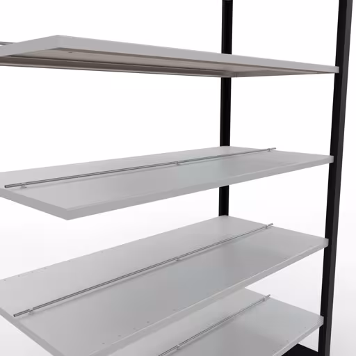 Aanbouwrekken, kantoorrekken, insteeksysteem MULTIplus150, 2300 x 1300 x 600 mm, 7 planken, lengtestangen, met middenaanslag, zwart/lichtgrijs van Schulte Lagertechnik met artikelnr. 36053-S