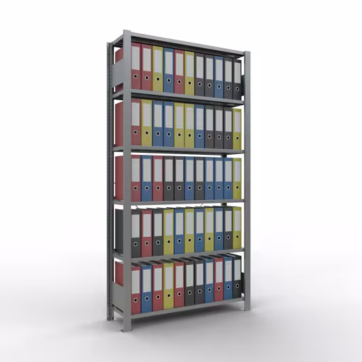 Figuur nr. 13 van het artikel basisplank, kantoorplank, insteeksysteem MULTIplus85, 2000 x 1000 x 300 mm, 6 planken, kruisschoor, verzinkt, met aanslagbalk uit de productgroep kantoorplanken van Schulte Lagertechnik.