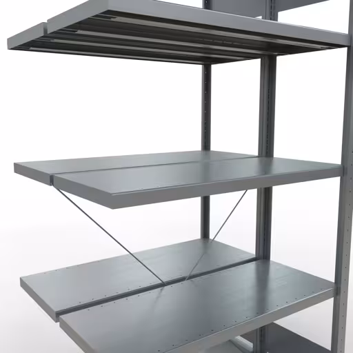 Productafbeelding nr. 7 van het artikel aanbouwplank, dubbele plank, stellingsysteem MULTIplus250, 2000 x 1000 x (2x400) mm, 2x5 planken, kruisschoor, verzinkt uit het assortiment stellingrekken van het merk Schulte Lagertechnik
