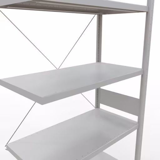 Aanbouwrekken, rekken, insteeksysteem MULTIplus250, 3000 x 1000 x 500 mm (HxBxD), 7 planken, kruisschoor, RAL 7035 lichtgrijs met artikelnr. 32857 Aanbouwrekken, rekken, insteeksysteem MULTIplus250, 3000 x 1000 x 500 mm, 7 planken, kruisschoor, RAL 7035 lichtgrijs van Schulte Lagertechnik uit de categorie insteeksystemen