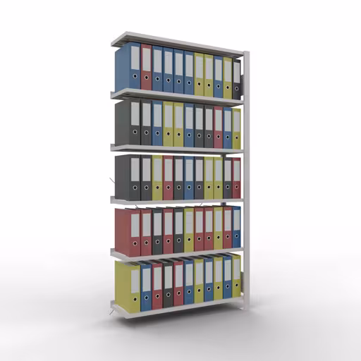 Figuur nr. 13 van het artikel, kantoorrekken, insteeksysteem MULTIplus85, 2000 x 1000 x 300 mm, 6 planken, met stoplijst, lichtgrijs uit de productgroep kantoorrekken van Schulte Lagertechnik.