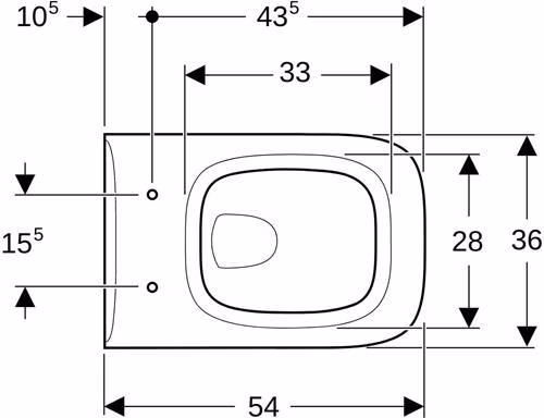 Technische Zeichnung 4079605 Geberit Renova Plan wandcloset Wastafel wit