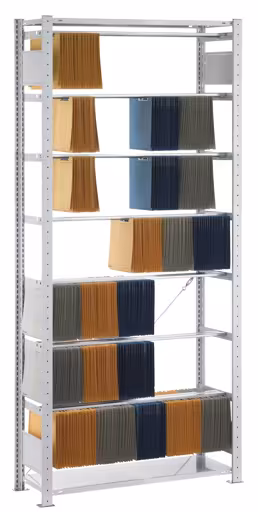 Basisplank, insteekpendelnietmachineplank "Elba/Leitz", 2300 x 1000 x 350 mm, RAL 7035 lichtgrijs, 7 pendelstangen van Schulte Lagertechnik uit het assortiment kantoorrekken