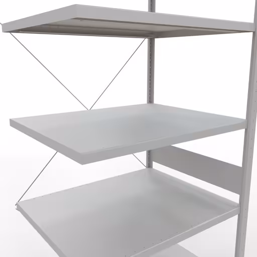 Aanbouwrekken, rekken, insteeksysteem MULTIplus250, 3000 x 1000 x 800 mm, 7 legborden, kruisschoor, RAL 7035 lichtgrijs van Schulte Lagertechnik uit het assortiment insteeksysteem