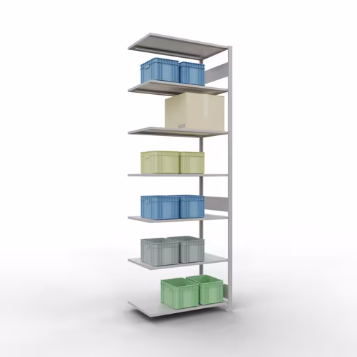 Figuur nr. 15 van het artikel aanbouwrekken, legbordstellingen, insteeksysteem MULTIplus85, 3000 x 1000 x 600 mm, 7 legborden, RAL 7035 lichtgrijs uit de productgroep insteeksysteem van het merk Schulte Lagertechnik.