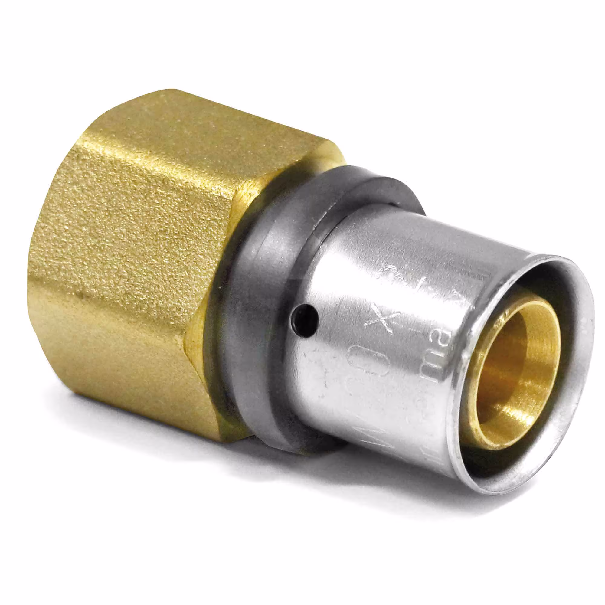 Pipetec persovergang van aluminium composietbuis 16 x 2 mm naar 1/2" binnendraad van Pipetec Persovergang met binnendraad, persfittingen, artikelnr. PFUI1604