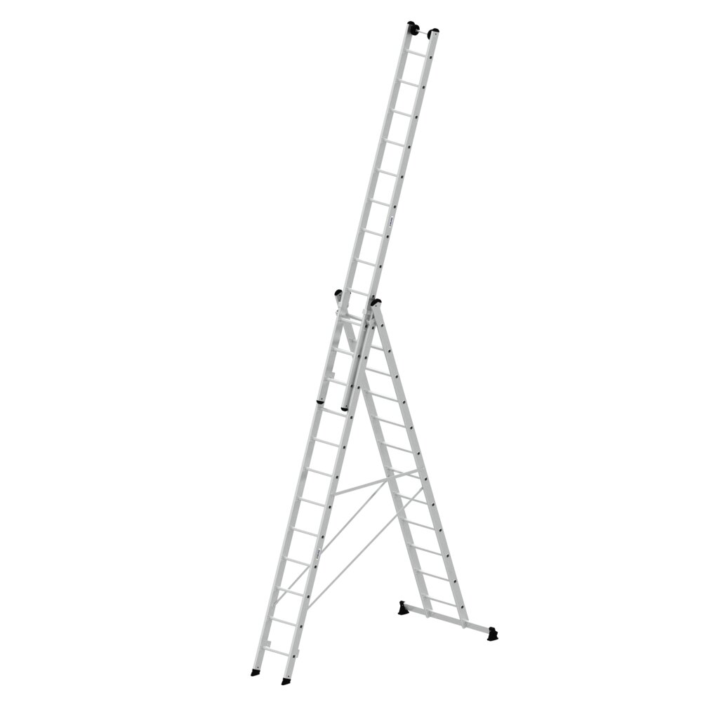 Munk 3-delige multifunctionele ladder met nivello® dwarsbalk en muurrollen, 3x12 sporten, van Günzburger Steigtechnik Munk multifunctionele ladder met 3 sporten, Nivello® dwarsbalk en wandwielen, uit de categorie multifunctionele ladders, artikelnummer 033312