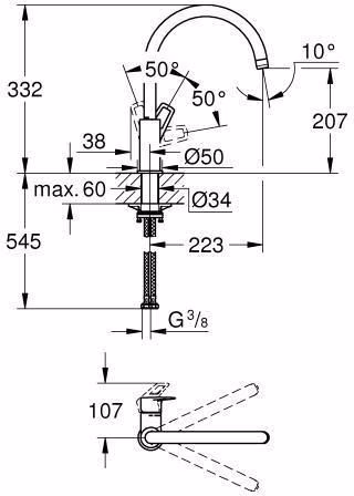 GROHE ééngreeps wastafelmengkraan BauLoop 31368 hoge uitloop chroom
