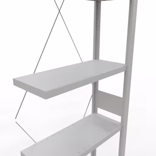 Aanbouwrekken, rekken, insteeksysteem MULTIplus250, 3000 x 750 x 300 mm, 7 legborden, kruisschoor, RAL 7035 lichtgrijs van Schulte Lagertechnik uit het assortiment insteeksysteem