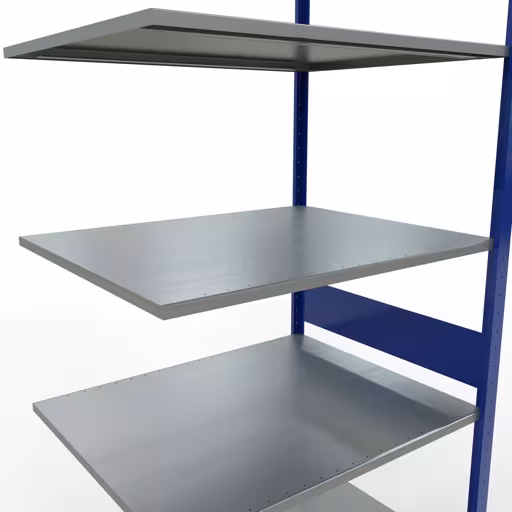 Aanbouwrekken, rekken, insteeksysteem MULTIplus150, 3000 x 1000 x 800 mm (HxBxD), 7 legborden, lengtestangen, RAL 5010 gentiaanblauw/verzinkt met artikelnr. 12787-LR-B Aanbouwrekken, rekken, insteeksysteem MULTIplus150, 3000 x 1000 x 800 mm, 7 legborden, RAL 5010 gentiaanblauw/verzinkt van Schulte Lagertechnik uit de categorie insteeksystemen