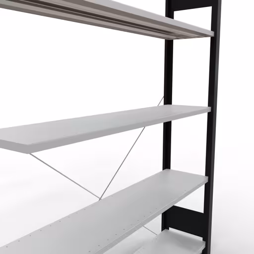 Figuur nr. 13 van het artikel aanbouwrekken, kantoorrekken, insteeksysteem MULTIplus85, 1800 x 1300 x 300 mm, 5 planken, kruisschoor, zonder aanslaglijst, zwart/lichtgrijs uit de productgroep kantoorrekken van Schulte Lagertechnik.