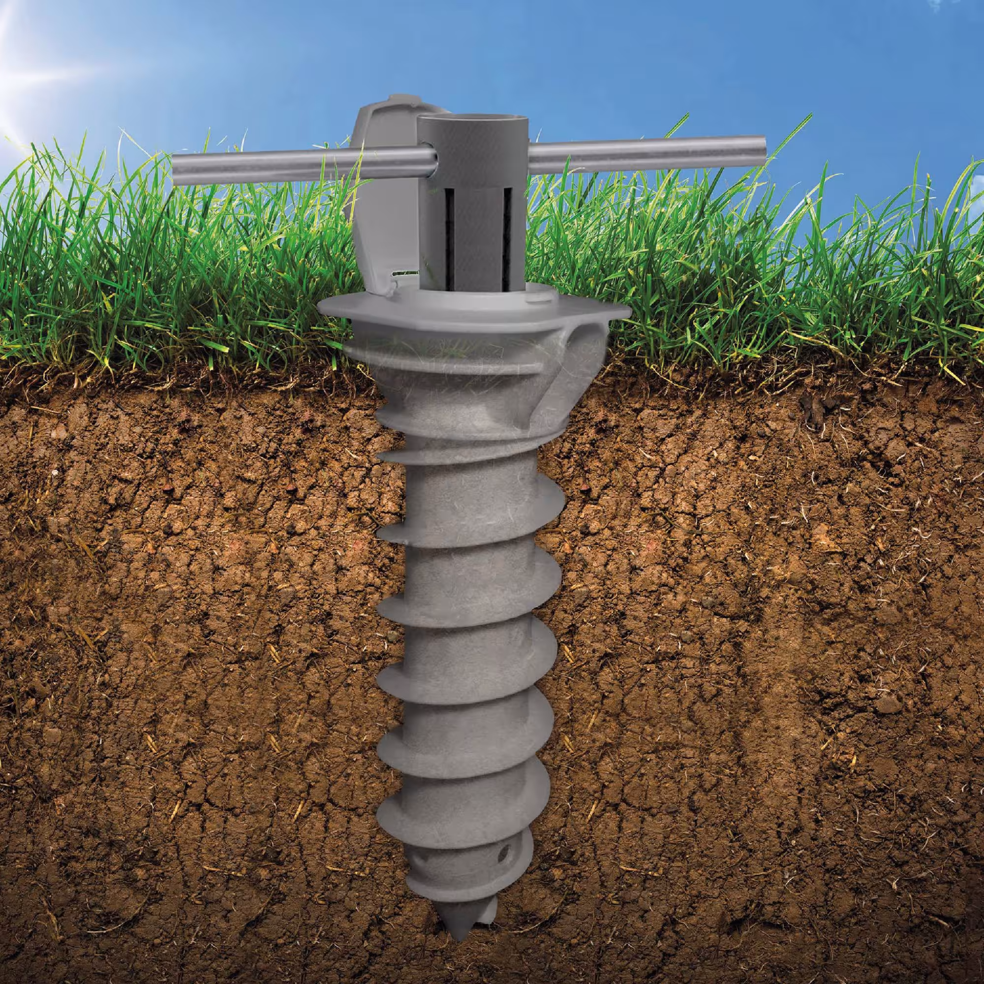 Inschroefgrondhuls met inschroefgereedschap van Juwel JUWEL DUO grondschroefanker en inschroefgrondhuls, reserveonderdelen voor tuingereedschap, art.nr. 30028
