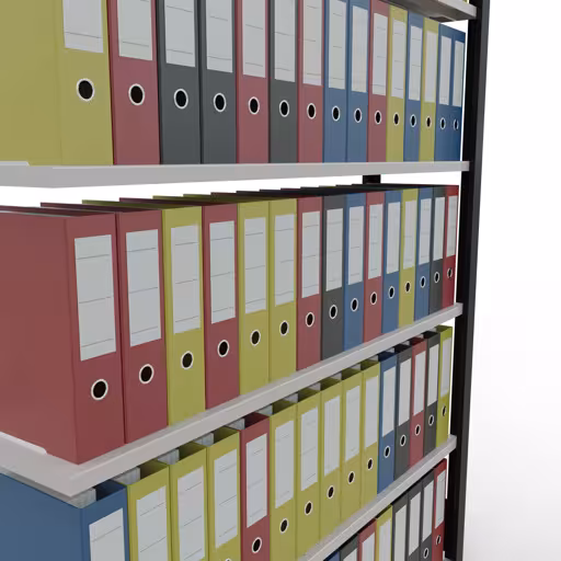 Figuur nr. 13 van het artikel aanbouwrekken, kantoorrekken, insteeksysteem MULTIplus85, 2000 x 1300 x 300 mm, 6 planken, kruisschoor, met aanslaglijst, zwart/lichtgrijs uit de productgroep kantoorrekken van Schulte Lagertechnik.