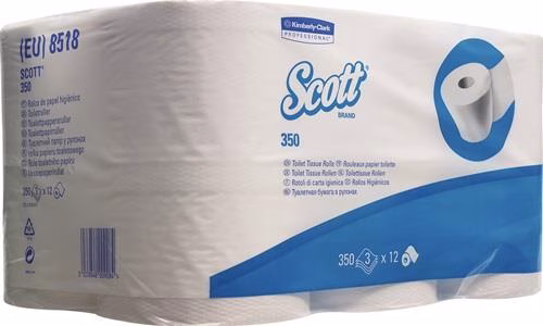 Primary Image 2214743 Toiletpapier Scott 8518 3-laags, kleine rollen 36 rollen van 350 vellen SCOTT