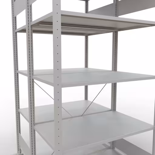 Extra afbeelding van het artikel Basisplank, dubbele plank, plankinsteeksysteem MULTIplus150, 2000 x 1000 x (2x600) mm (HxBxD), 2x5 planken, kruisschoor, RAL 7035 lichtgrijs Extra afbeelding van het artikel Basisplank, dubbele plank, plankinsteeksysteem MULTIplus150, 2000 x 1000 x (2x600) mm, 2x5 planken, RAL 7035 lichtgrijs uit dubbele planken